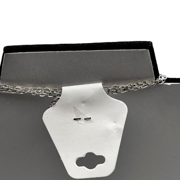 Layered Antique Silver Pendant Necklace With Compass Hamsa Hand & Feather Charms - Picture 2 of 12